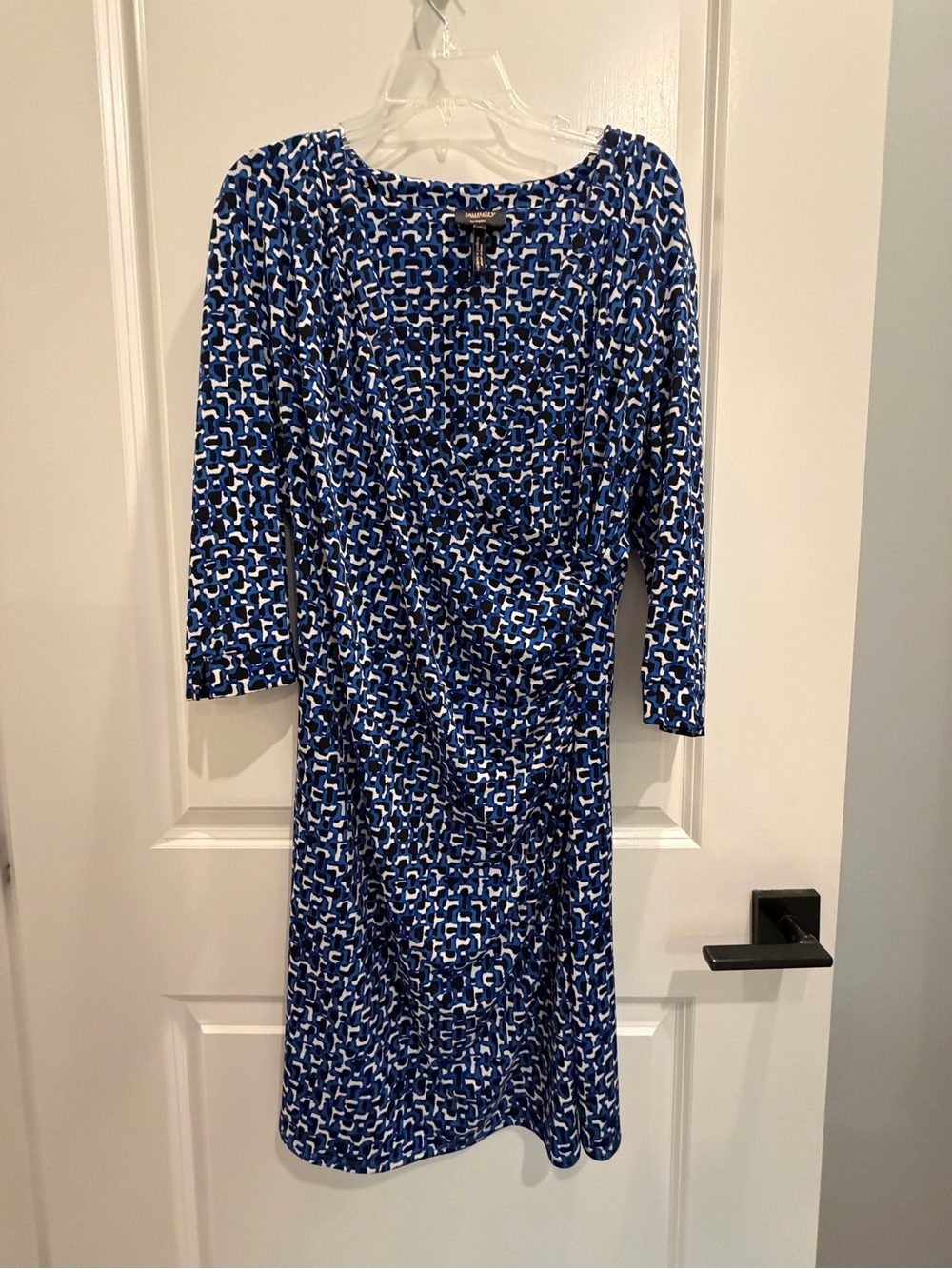 Laundry By Shelli Segal Blue White Midi Faux Wrap Dress DVF Vibes! Never Worn